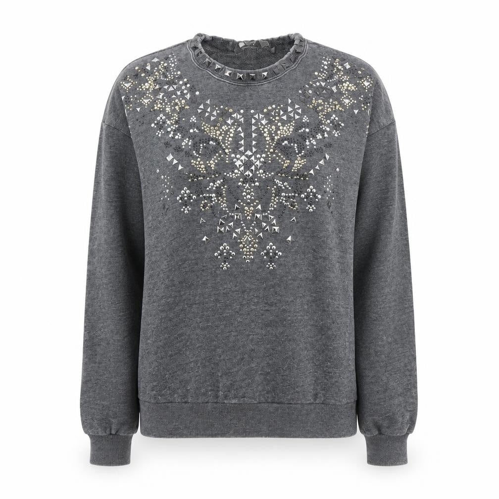 New Look Womens Grey  Jacquard Pullover Sweatshirt Size 8