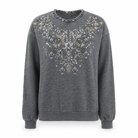 New Look Womens Grey  Jacquard Pullover Sweatshirt Size 8