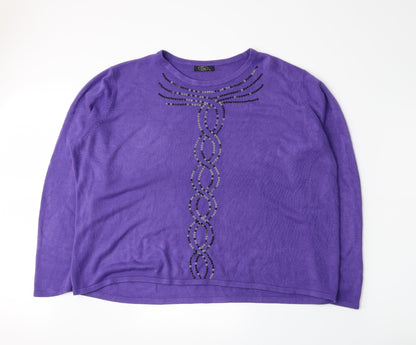 Additional front view of Bonmarché women’s purple knit jumper, size XL