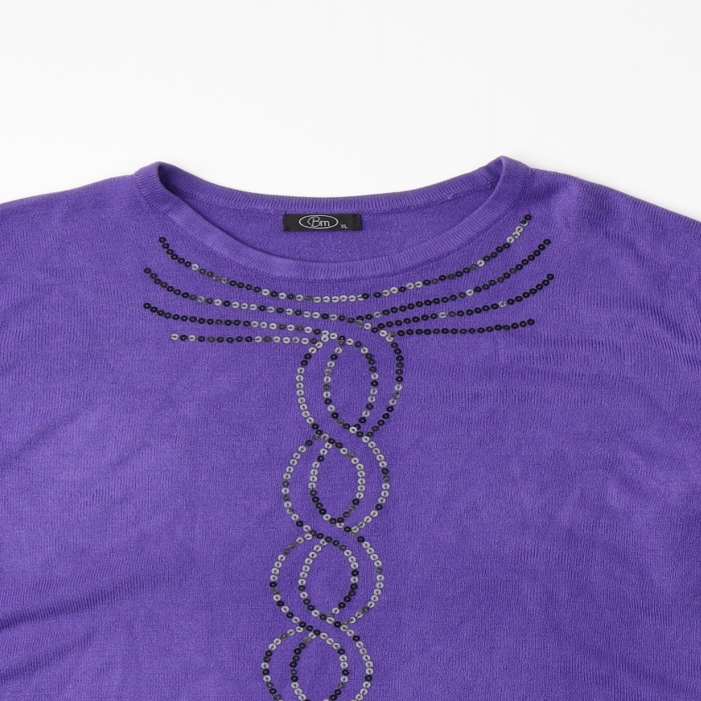 BM Womens Purple  Knit Pullover Jumper Size XL