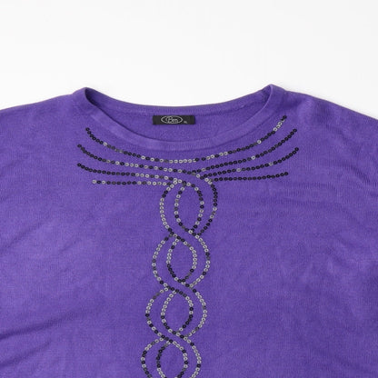 Close-up detail of Bonmarché women’s purple knit jumper, size XL