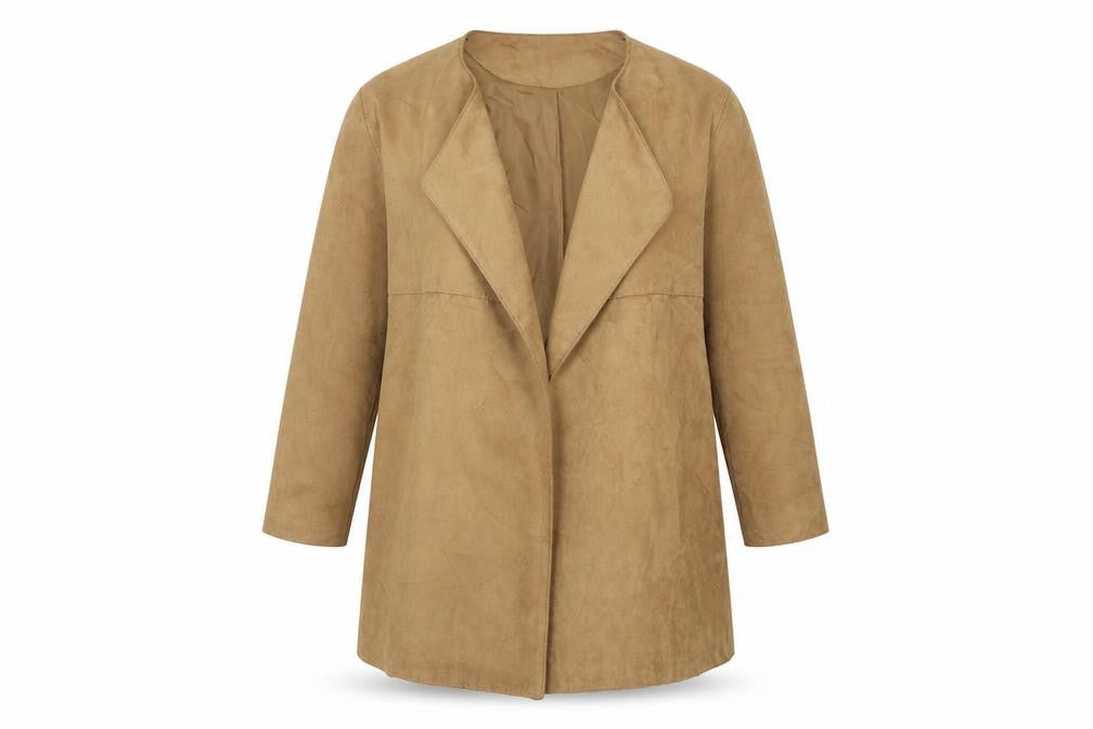 H&M Womens Beige   Jacket  Size 8  - Suede Effect