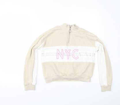Additional front view of H&M girls’ beige pullover sweatshirt, size 11-12, years