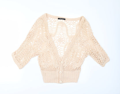 Additional front view of Select women’s orange cardigan jumper, size S
