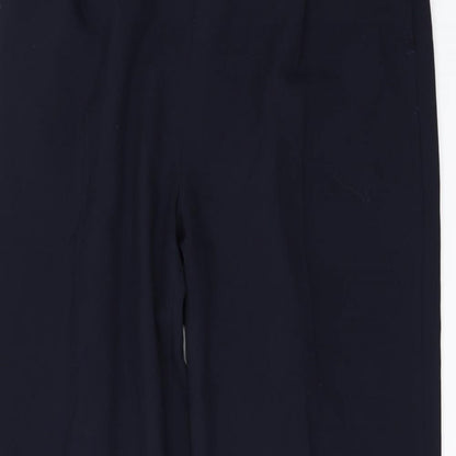 Close-up detail of Bonmarché women’s blue trousers, size UK 18, 28-inch leg