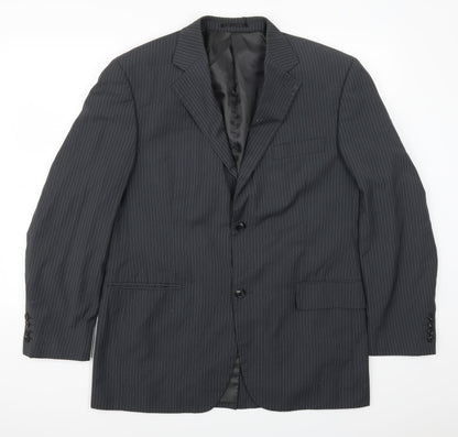 Additional front view of C&A men’s grey striped jacket suit jacket, size 42