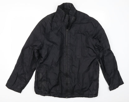 Front view of Angelo men’s black overcoat coat, size S