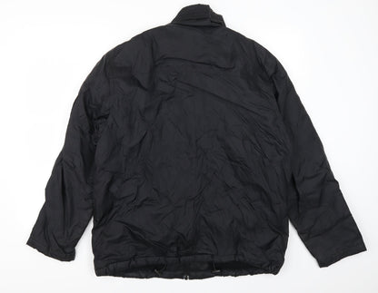 Back view of Angelo men’s black overcoat coat, size S
