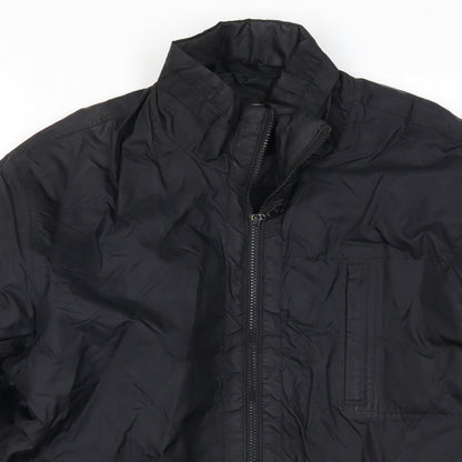 Close-up detail of Angelo men’s black overcoat coat, size S