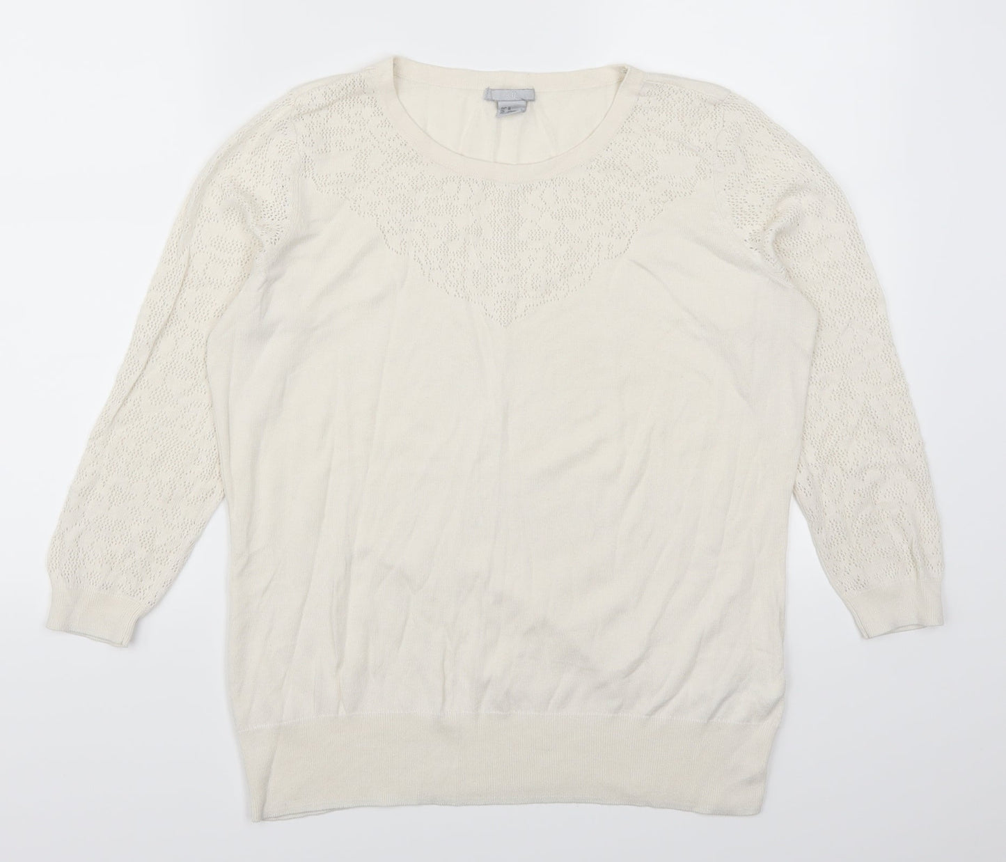 H&M Womens White   Pullover Jumper Size M