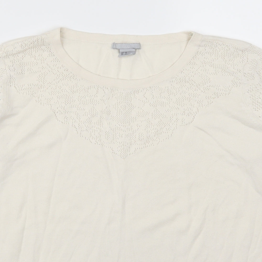 H&M Womens White   Pullover Jumper Size M
