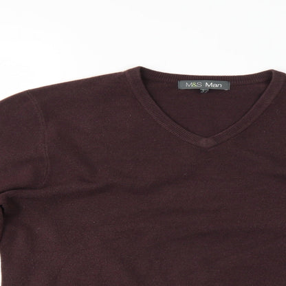 Close-up detail of Marks & Spencer men’s brown jumper, size L