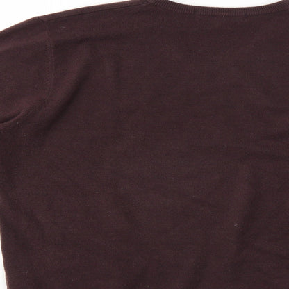 Brand and care label for Marks & Spencer men’s brown jumper, size L