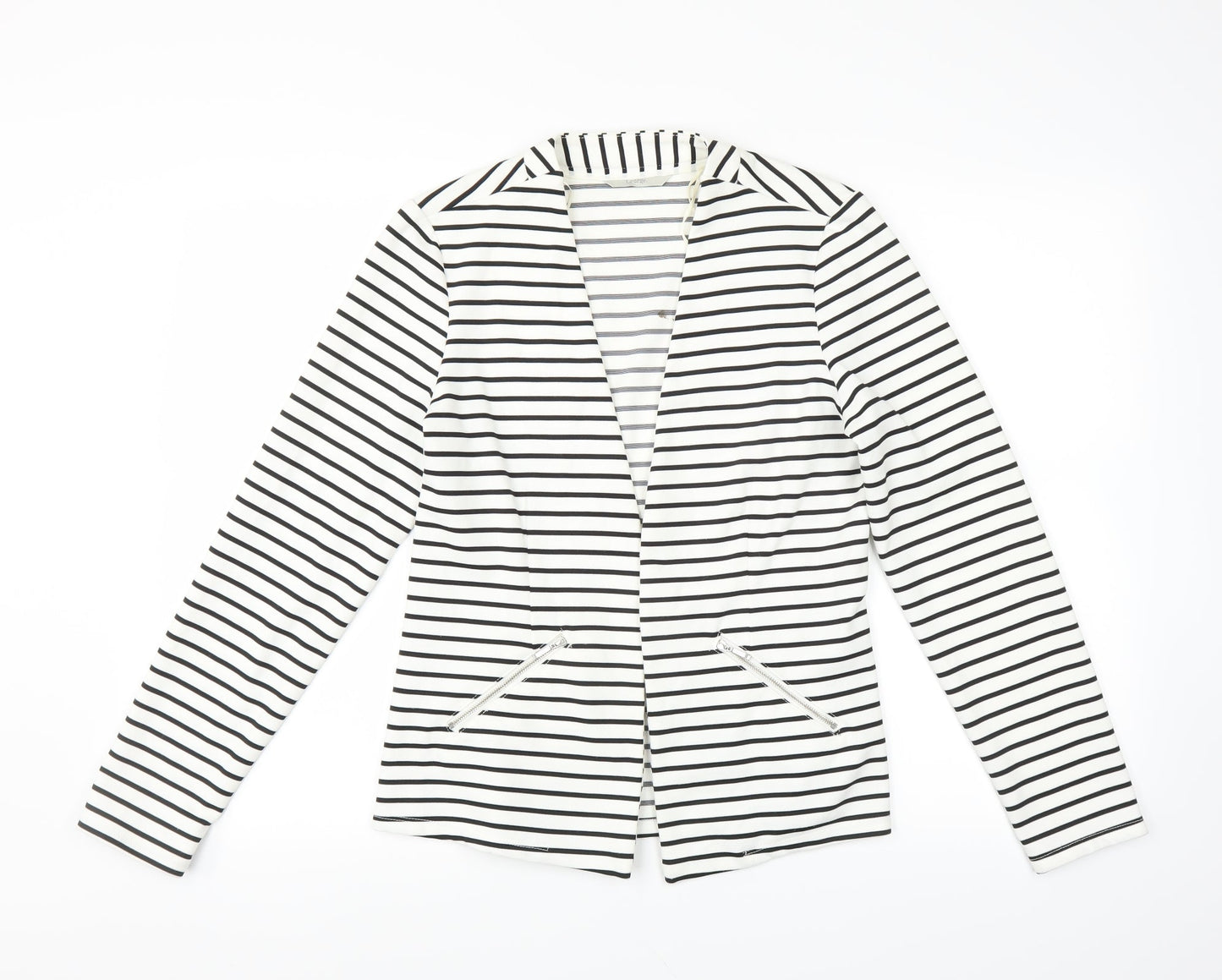 George Womens White Striped  Cardigan Jumper Size 12