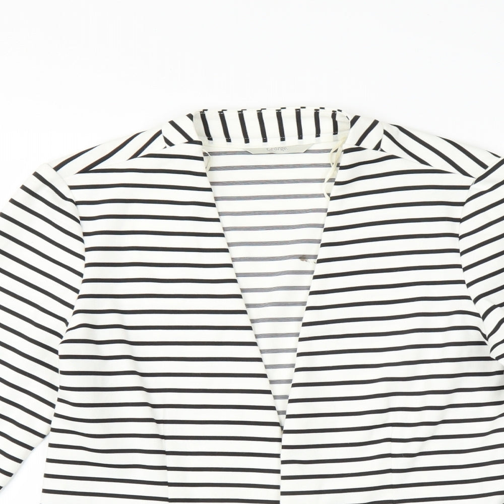 George Womens White Striped  Cardigan Jumper Size 12