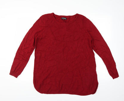 Front view of Debenhams women’s red jumper, size UK 16
