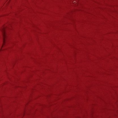Brand and care label for Debenhams women’s red jumper, size UK 16