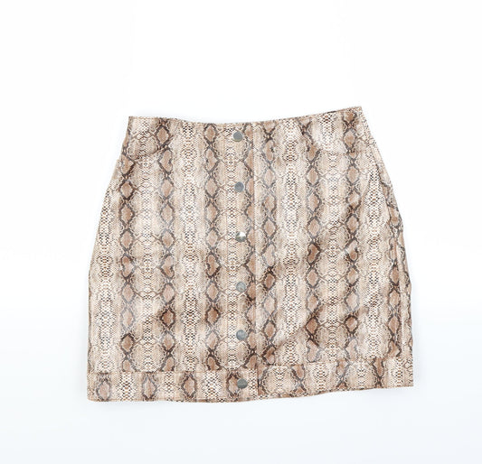 Top shop Womens Red Animal Print  Mini Skirt Size 6