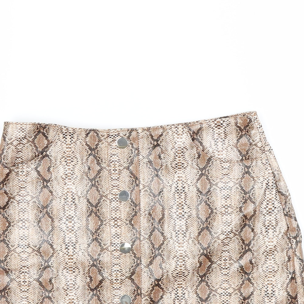 Top shop Womens Red Animal Print  Mini Skirt Size 6
