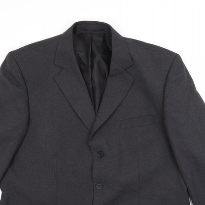 Close-up detail of F&F men’s grey jacket blazer, size 42