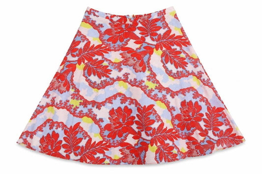 Topshop Womens Red Floral  Flare Skirt Size 10