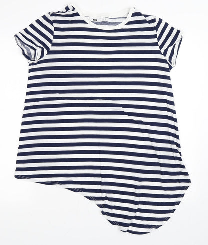 Additional front view of WE women’s blue striped basic t-shirt, size M