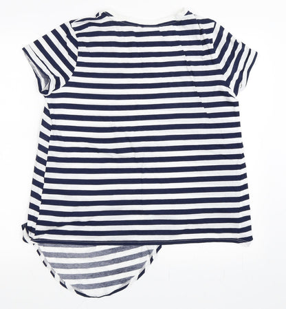 Back view of WE women’s blue striped basic t-shirt, size M