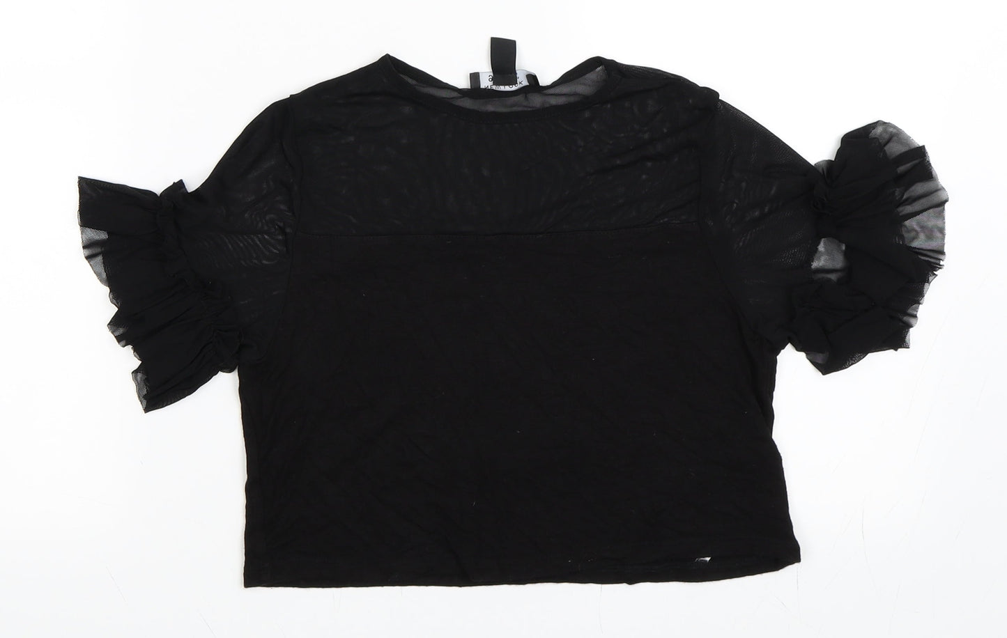 New Look Girls Black  Mesh Basic T-Shirt Size 9 Years