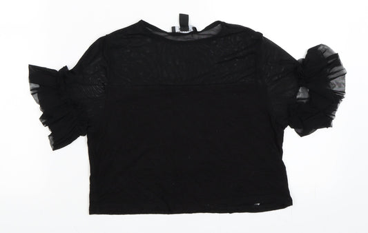 New Look Girls Black  Mesh Basic T-Shirt Size 9 Years