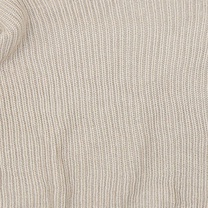 Brand and care label for Missguided women’s beige jumper, size M