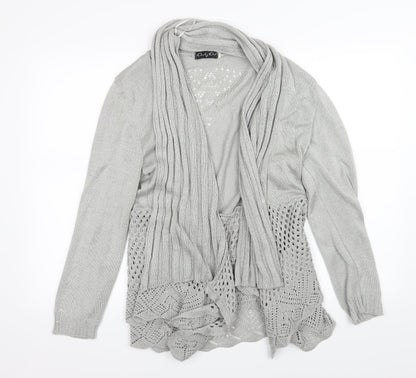 Additional front view of One by One women’s grey knit cardigan jumper, size S