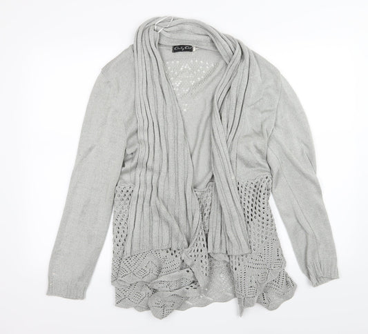 One by One Womens Grey  Knit Cardigan Jumper Size S