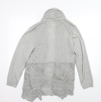 Back view of One by One women’s grey knit cardigan jumper, size S