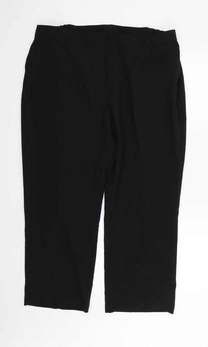 Additional front view of Essentials Collection women’s black rayon trousers, size UK 22, 27-inch leg