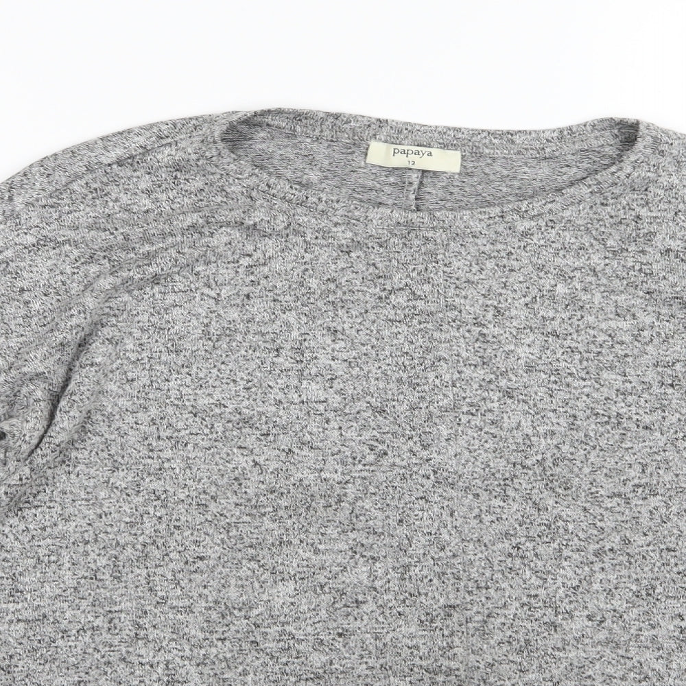 Papaya Womens Grey  Knit Pullover Jumper Size 12