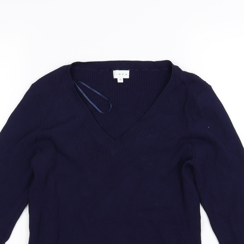 Linea Womens Blue  Knit Pullover Jumper Size 18