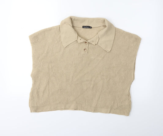 Boohoo Womens Beige  Knit Pullover Jumper Size M