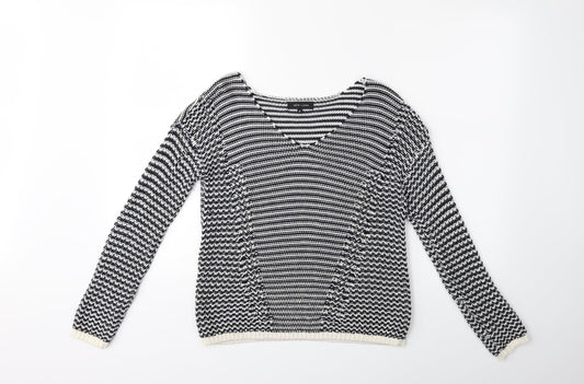 New Look Womens Blue Striped Knit Pullover Jumper Size 8
