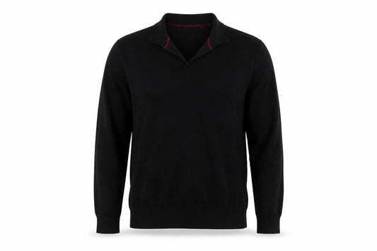 Front view of Burton men’s black knit jumper, size M