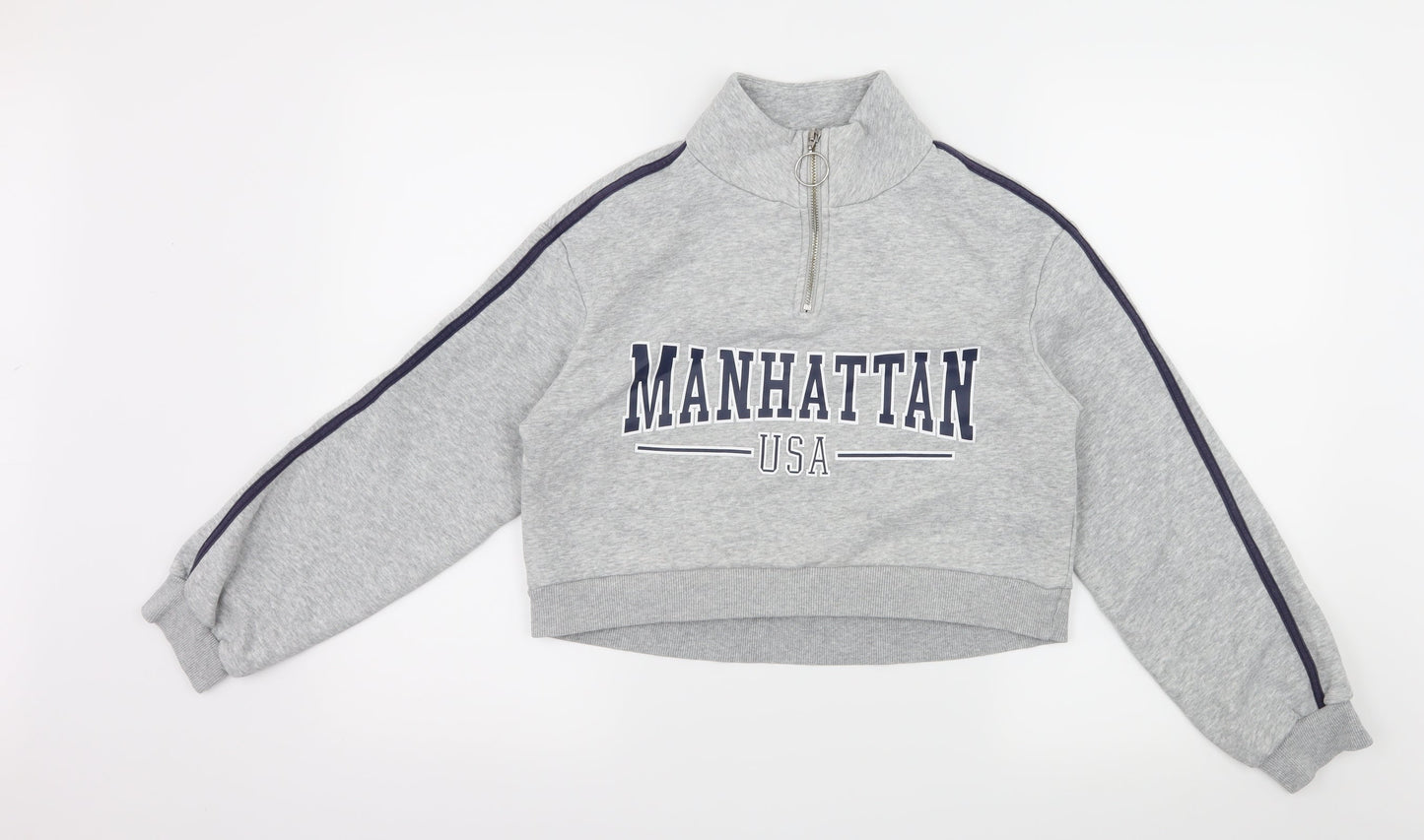 Divided by H&M Womens Grey Striped Jersey Pullover Sweatshirt Size XS  - Manhattan