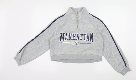 Divided by H&M Womens Grey Striped Jersey Pullover Sweatshirt Size XS  - Manhattan