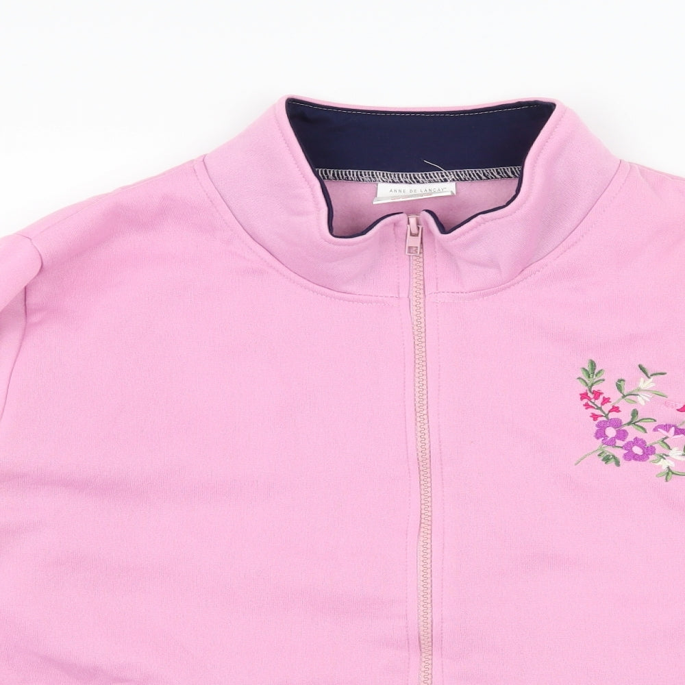 Anne De Lancay Womens Pink Floral Fleece Jacket  Size 14