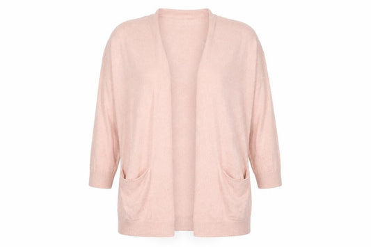 Front view of Atmosphere women’s pink knit cardigan jumper, size M