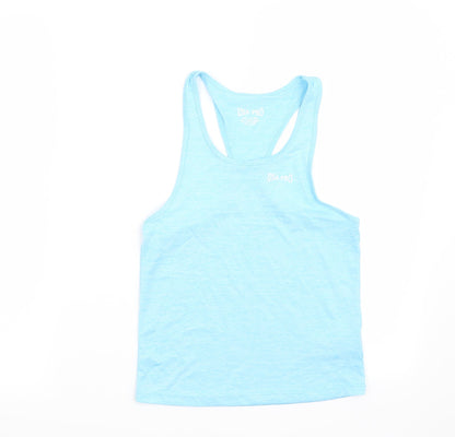 Front view of USA Pro girls’ blue basic t-shirt, size 7-8, years