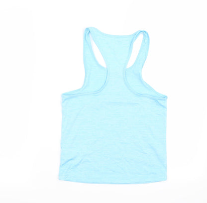 Back view of USA Pro girls’ blue basic t-shirt, size 7-8, years