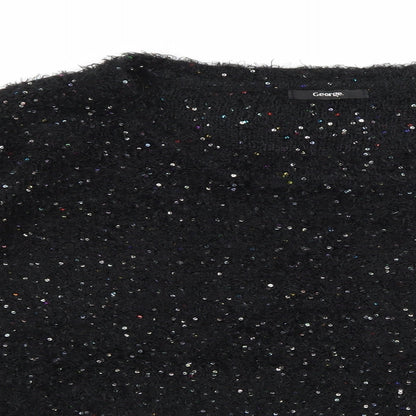 Close-up detail of George women’s black knit jumper, size UK 14