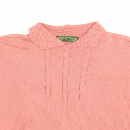 Close-up detail of Country Trader women’s pink knit jumper, size S