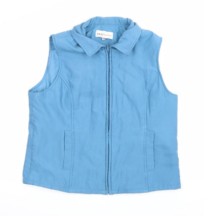 Additional front view of EWM women’s blue gilet coat, size M