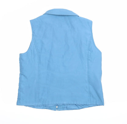 Back view of EWM women’s blue gilet coat, size M