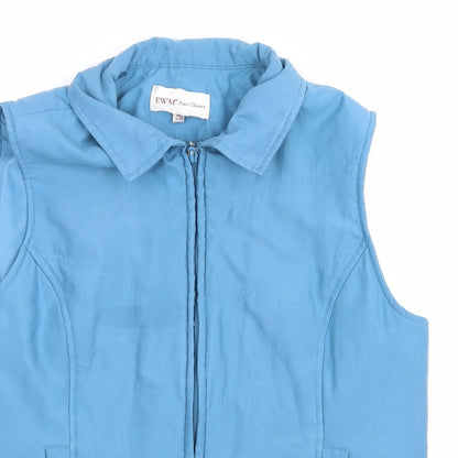 Close-up detail of EWM women’s blue gilet coat, size M